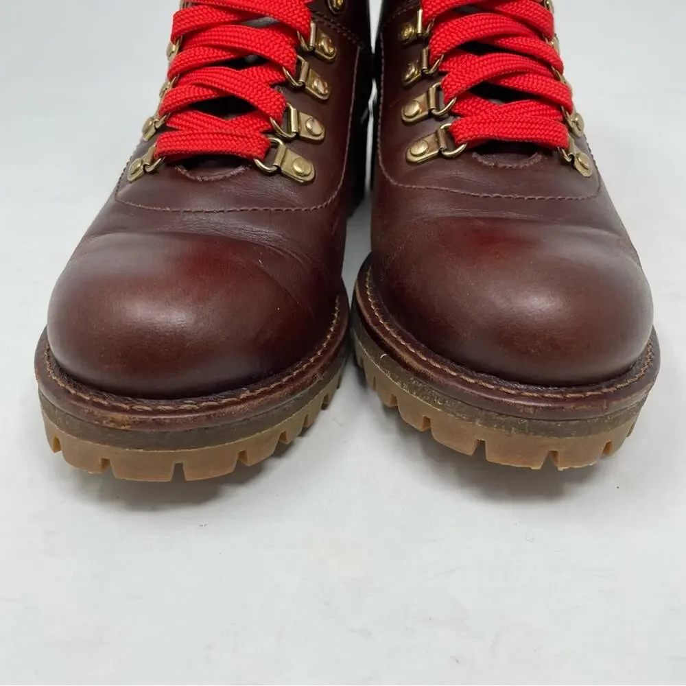 Tory Burch Brown Leather Gunton Hiking Lace Up Boots 6